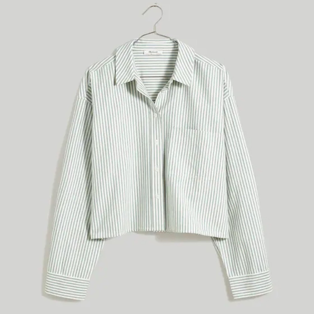 Madewell Striped Oversized Oxford Crop Shirt